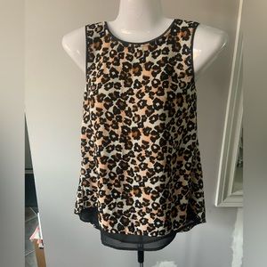 Leopard Print tank top with sheer black underlay